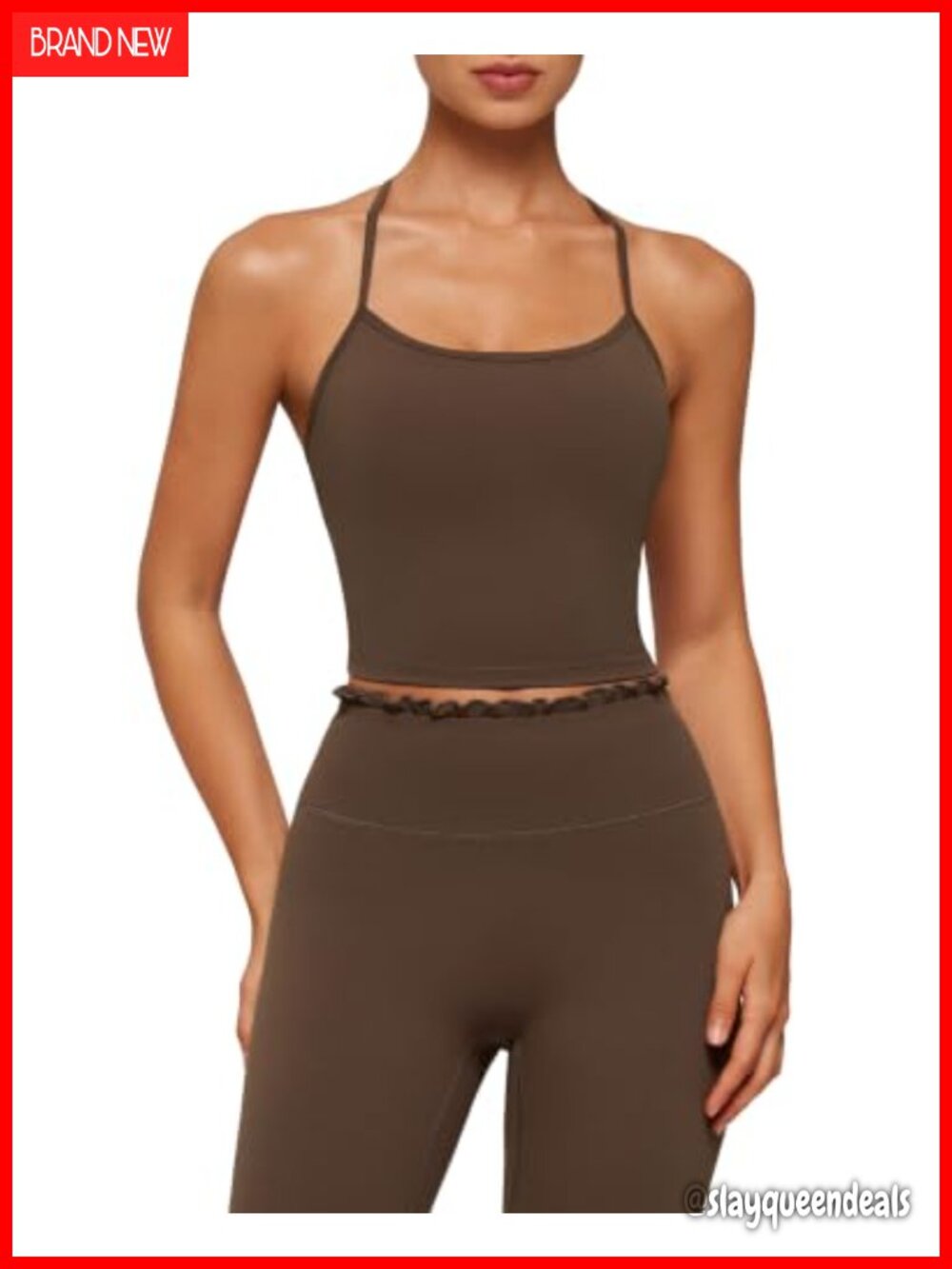 Ruffle Trim Y-Back Workout Set High Waisted Tummy Control Yoga Pilates